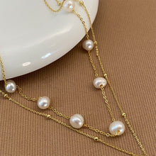 Load image into Gallery viewer, Heart Shaped Pendant Pearl Necklace Exquisite Temperamental Double Layer Necklace Collar Chain Women Jewelry
