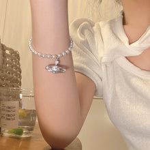Load image into Gallery viewer, Unique Planet Pendant Pearl Bracelet Temperamental Versatile Alloy Beaded Bracelet Women Hand Jewelry
