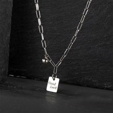 Load image into Gallery viewer, Lucky Little Square Pendant Necklace Bracelet Temperamental Niche Alloy Collarbone Chain Bracelet Women Jewelry
