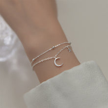 Load image into Gallery viewer, Double Layer Sweet Star Moon Bracelet Temperamental Versatile Alloy Silvery Bracelet Women Hand Jewelry
