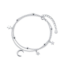 Load image into Gallery viewer, Double Layer Sweet Star Moon Bracelet Temperamental Versatile Alloy Silvery Bracelet Women Hand Jewelry
