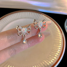 Load image into Gallery viewer, Zircon Heart Bow Drop Pendant Earrings Fashionable Temperamental Ear Studs Earrings Women Ear Jewelry
