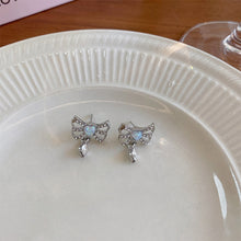 Load image into Gallery viewer, Zircon Heart Bow Drop Pendant Earrings Fashionable Temperamental Ear Studs Earrings Women Ear Jewelry
