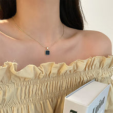 Load image into Gallery viewer, Black Geometric Square Pendant Necklace Niche Creative Alloy Necklace Clavicle Chain Jewelry for Women
