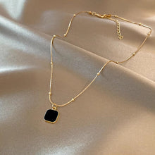 Load image into Gallery viewer, Black Geometric Square Pendant Necklace Niche Creative Alloy Necklace Clavicle Chain Jewelry for Women
