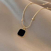 Load image into Gallery viewer, Black Geometric Square Pendant Necklace Niche Creative Alloy Necklace Clavicle Chain Jewelry for Women
