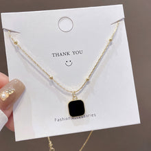 Load image into Gallery viewer, Black Geometric Square Pendant Necklace Niche Creative Alloy Necklace Clavicle Chain Jewelry for Women
