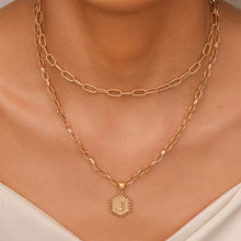 Load image into Gallery viewer, English Letter Pendant Necklace Creative Minimalist Double Layered Hexagonal Pendant Necklace Women Collarbone Chain Jewelry
