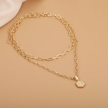 Load image into Gallery viewer, English Letter Pendant Necklace Creative Minimalist Double Layered Hexagonal Pendant Necklace Women Collarbone Chain Jewelry
