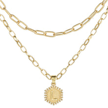 Load image into Gallery viewer, English Letter Pendant Necklace Creative Minimalist Double Layered Hexagonal Pendant Necklace Women Collarbone Chain Jewelry
