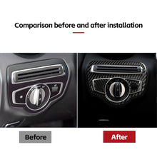 Load image into Gallery viewer, Car Carbon Fiber Headlight Switch Knob Trim Frame Sticker For Mercedes Benz GLC260 W205 C180 180L C200 C300 C GLC Class Interior Accessories
