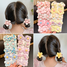 Load image into Gallery viewer, 10pcs Fabirc Flower Hair Tie Girls Ponytail Elastic Hair Bands Kids Hair Accessories Children Hair Ties Baby Headwear
