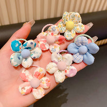 Load image into Gallery viewer, 10pcs Fabirc Flower Hair Tie Girls Ponytail Elastic Hair Bands Kids Hair Accessories Children Hair Ties Baby Headwear
