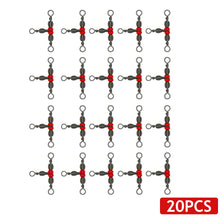 Load image into Gallery viewer, 20Pcs Fishing Buckle 360 Degree Beaded Mini Carbon Steel Rotating Ring Red Fish Hook Bait Line Connector Fishing Accessories
