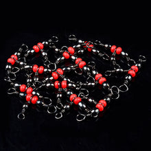 Load image into Gallery viewer, 20Pcs Fishing Buckle 360 Degree Beaded Mini Carbon Steel Rotating Ring Red Fish Hook Bait Line Connector Fishing Accessories
