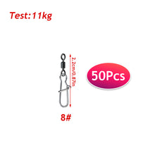Load image into Gallery viewer, 50Pcs Multifunction Stainless Steel Fishing Connector Snap Bearing Rolling Fishing Hooks Sea Fishing Lure Pin Jig Tackle Accessories
