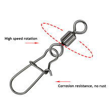 Load image into Gallery viewer, 50Pcs Multifunction Stainless Steel Fishing Connector Snap Bearing Rolling Fishing Hooks Sea Fishing Lure Pin Jig Tackle Accessories
