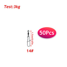 Load image into Gallery viewer, 50Pcs Multifunction Stainless Steel Fishing Connector Snap Bearing Rolling Fishing Hooks Sea Fishing Lure Pin Jig Tackle Accessories
