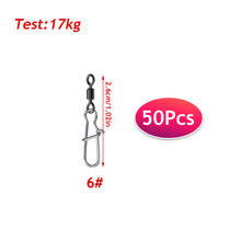 Load image into Gallery viewer, 50Pcs Multifunction Stainless Steel Fishing Connector Snap Bearing Rolling Fishing Hooks Sea Fishing Lure Pin Jig Tackle Accessories
