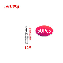 Load image into Gallery viewer, 50Pcs Multifunction Stainless Steel Fishing Connector Snap Bearing Rolling Fishing Hooks Sea Fishing Lure Pin Jig Tackle Accessories
