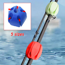 Load image into Gallery viewer, Silicone Anti-Collision Fishing Rod Holder Straps 5 Hole Lightweight Fishing Tackle Ties Fishing Lure Rod Protector Fishing Accessories
