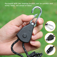Load image into Gallery viewer, Camping Tent Lanyard Tie Down Rope Tightener Fastening Pulley Ratchet Hangers Awning Rope Hook Canopy Buckle Rope Tightening Straps Tool
