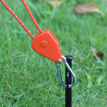 Load image into Gallery viewer, Camping Tent Lanyard Tie Down Rope Tightener Fastening Pulley Ratchet Hangers Awning Rope Hook Canopy Buckle Rope Tightening Straps Tool
