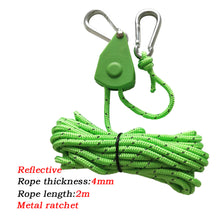 Load image into Gallery viewer, Camping Tent Lanyard Tie Down Rope Tightener Fastening Pulley Ratchet Hangers Awning Rope Hook Canopy Buckle Rope Tightening Straps Tool
