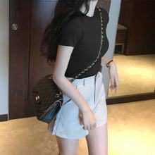 Load image into Gallery viewer, Korean Style Women Slimming Fit T-shirt Summer O-neck Short Sleeve Shirts All-match Basic Tops Casual Simplicity Shirt
