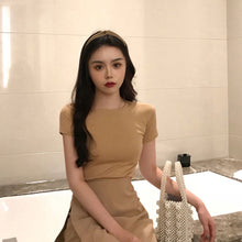 Load image into Gallery viewer, Korean Style Women Slimming Fit T-shirt Summer O-neck Short Sleeve Shirts All-match Basic Tops Casual Simplicity Shirt
