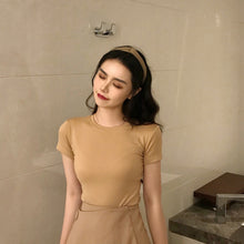 Load image into Gallery viewer, Korean Style Women Slimming Fit T-shirt Summer O-neck Short Sleeve Shirts All-match Basic Tops Casual Simplicity Shirt
