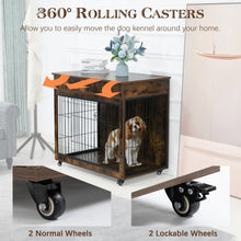 Load image into Gallery viewer, Dog Crate Furniture, Wooden Dog House, Decorative Dog Kennel with Drawer, Indoor Pet Crate End Table for Small Dog, Steel-Tube Dog Cage, Chew-Proof, Rustic Brown 31.7" L×23.2" W×33" H
