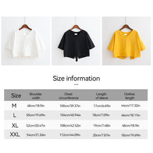 Load image into Gallery viewer, Korean Style Women Casual T-shirt Summer V-neck Short Sleeve Shirts Back Tie Basic Tops Solid White Black Shirts
