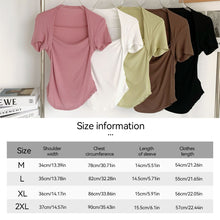 Load image into Gallery viewer, 2024 Summer Korean style Square neck short sleeve Women's Slimming T-shirt sexy Top Stylish Versatile Inner Wear
