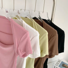 Load image into Gallery viewer, 2024 Summer Korean style Square neck short sleeve Women's Slimming T-shirt sexy Top Stylish Versatile Inner Wear
