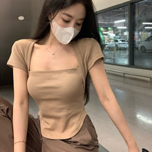 Load image into Gallery viewer, 2024 Summer Korean style Square neck short sleeve Women's Slimming T-shirt sexy Top Stylish Versatile Inner Wear
