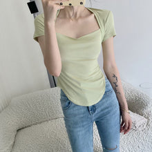 Load image into Gallery viewer, 2024 Summer Korean style Square neck short sleeve Women's Slimming T-shirt sexy Top Stylish Versatile Inner Wear
