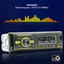 Load image into Gallery viewer, 1 Din Car Radio Bluetooth Handsfree Stereo Receiver USB TF Aux Audio MP3 Player Power ISO Head Unit with 7 Colors Lighting
