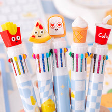 Load image into Gallery viewer, 10 Color Ballpoint Pen Graffiti Notebook Students' Christmas Gift Pen Multicolor Pen School Office Supplies Stationery Hamburger Pen
