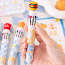 Load image into Gallery viewer, 10 Color Ballpoint Pen Graffiti Notebook Students' Christmas Gift Pen Multicolor Pen School Office Supplies Stationery Hamburger Pen

