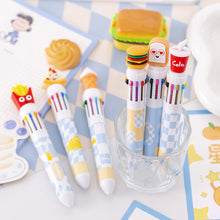 Load image into Gallery viewer, 10 Color Ballpoint Pen Graffiti Notebook Students' Christmas Gift Pen Multicolor Pen School Office Supplies Stationery Hamburger Pen
