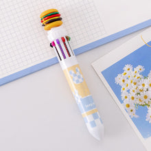 Load image into Gallery viewer, 10 Color Ballpoint Pen Graffiti Notebook Students' Christmas Gift Pen Multicolor Pen School Office Supplies Stationery Hamburger Pen
