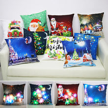 Load image into Gallery viewer, Christmas Glowing Pillowcase with LED Light Home Sofa Cusion Cover Holiday Decoration Merry Christmas Colorful Light Pillow Case Gifts
