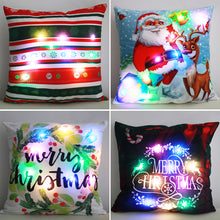 Load image into Gallery viewer, Christmas Glowing Pillowcase with LED Light Home Sofa Cusion Cover Holiday Decoration Merry Christmas Colorful Light Pillow Case Gifts
