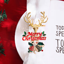 Load image into Gallery viewer, Christmas Napkin Ring Xmas Elk Wreath Bell Napkin Buckle Merry Christmas Napink Holder Party Dinner Table Decoration

