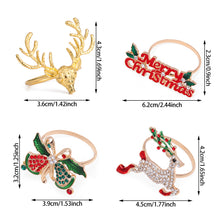 Load image into Gallery viewer, Christmas Napkin Ring Xmas Elk Wreath Bell Napkin Buckle Merry Christmas Napink Holder Party Dinner Table Decoration

