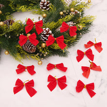 Load image into Gallery viewer, 12pcs Christmas Decortaion Bows Xmas Tree Hanging Gold Silver Red Bowknots Pendants Tree Ornaments
