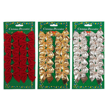 Load image into Gallery viewer, 12pcs Christmas Decortaion Bows Xmas Tree Hanging Gold Silver Red Bowknots Pendants Tree Ornaments
