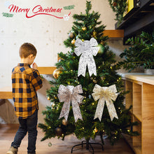 Load image into Gallery viewer, 32cm Large Christmas Decorative Bow Christmas Tree Decoration Mesh Bow Knot Ribbon Bow Knot Xmas Glittering Bows Home Decor
