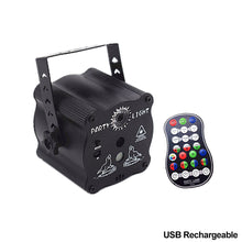 Load image into Gallery viewer, USB Rechargeable Stage Party Laser Projector Lamp Disco Voice Controlled Red Green DJ Strobe Lights Club Family Holiday Christmas Lights Projector
